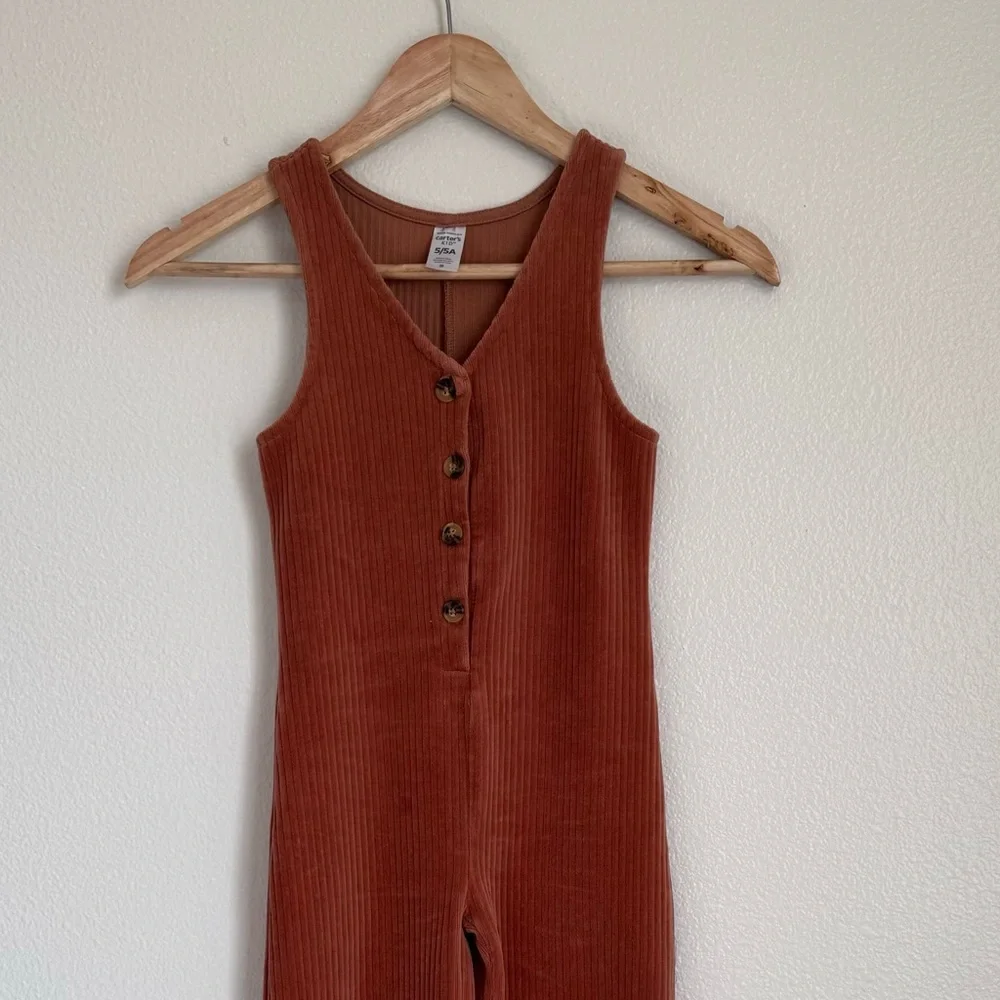 Carters 2 Piece Long Sleeve Ribbed Tee & Corduroy Jumpsuit Set